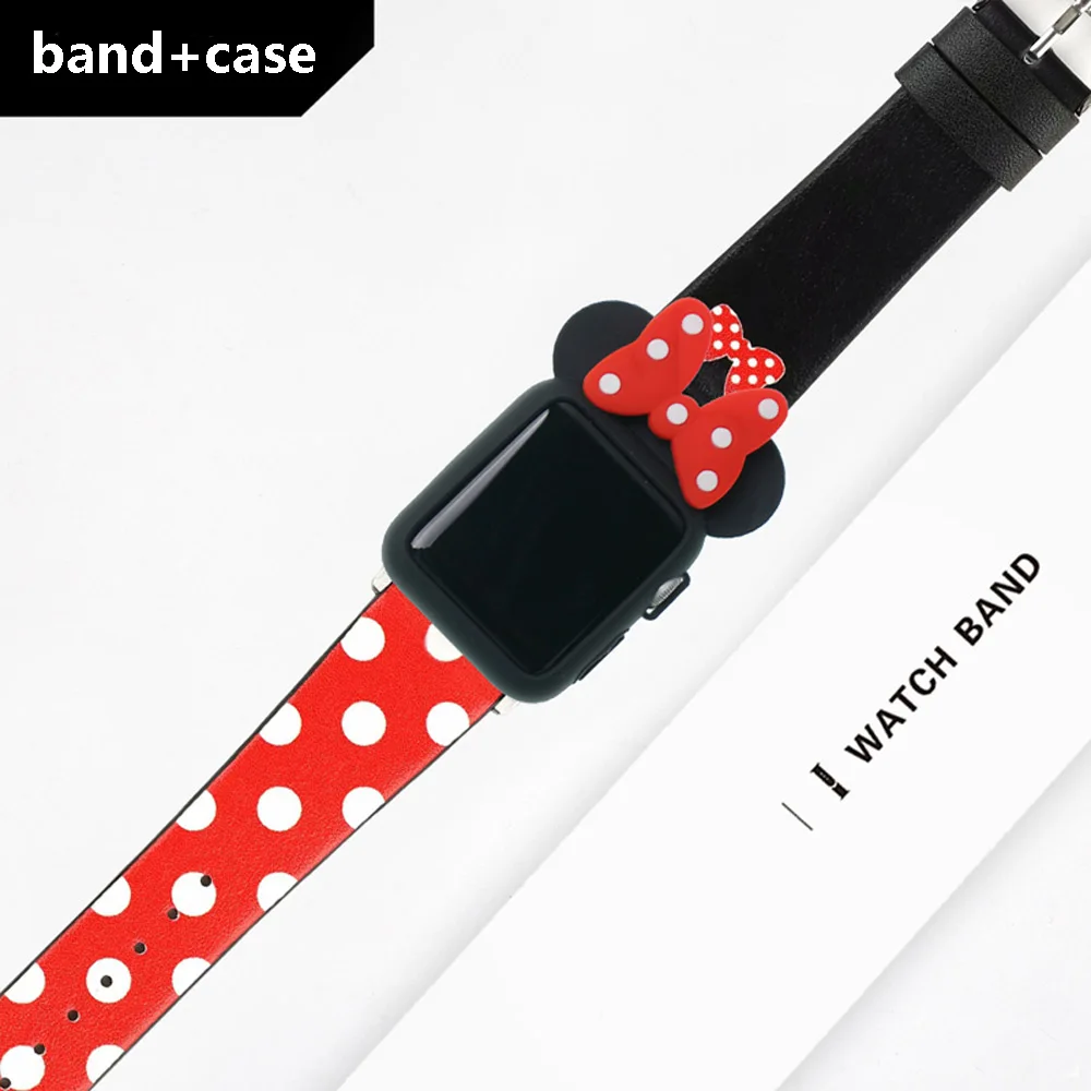 Ремешок для apple watch band 42 мм Натуральная кожа apple watch аксессуары 40 мм iwatch 4 полосы 44 мм 38 мм Микки корпус для мыши женщина - Цвет ремешка: 4