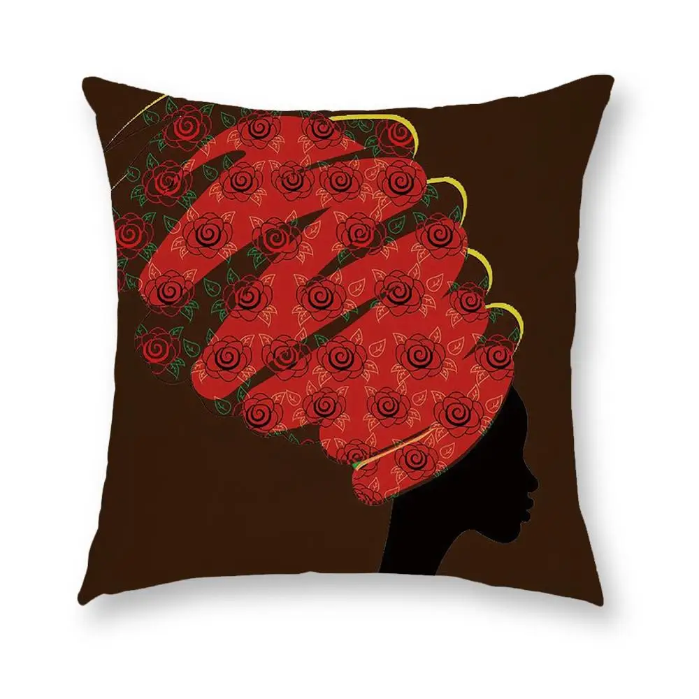 

Fashion Cushion Cover African Women Printed Polyester Pillow Covers Sofa Decorations For Home