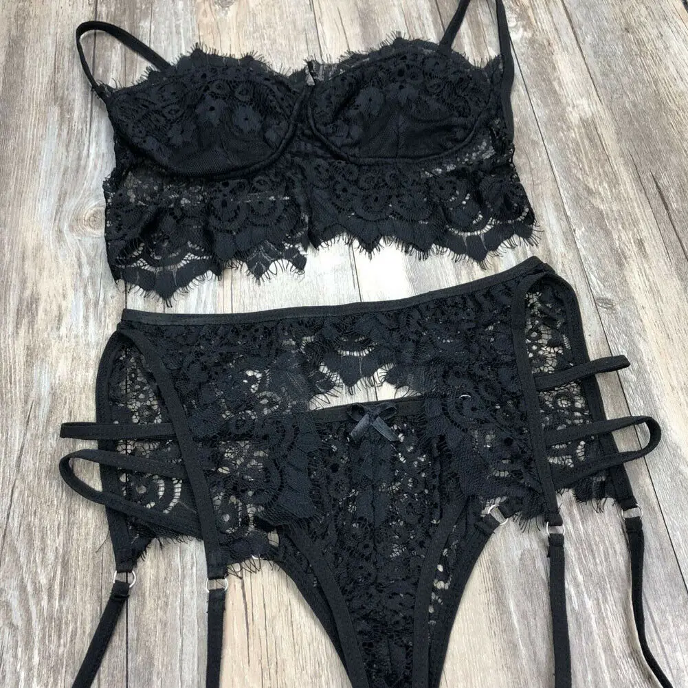 Женское сексуальное нижнее белье кружева Babydoll открытый бюстгальтер набор