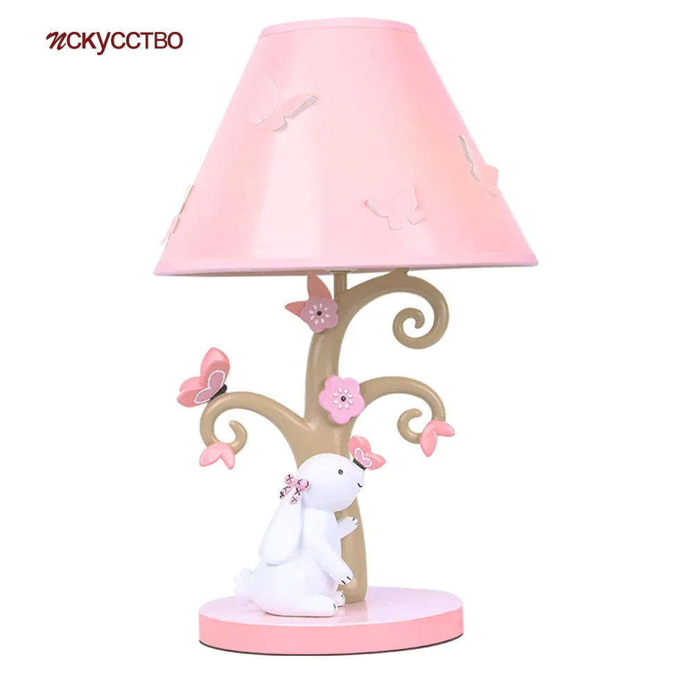 

Креативный мультяшный Кролик для девочек, смоляная настольная лампа для детей, прикроватная тумбочка для спальни, детская подставка для чт...