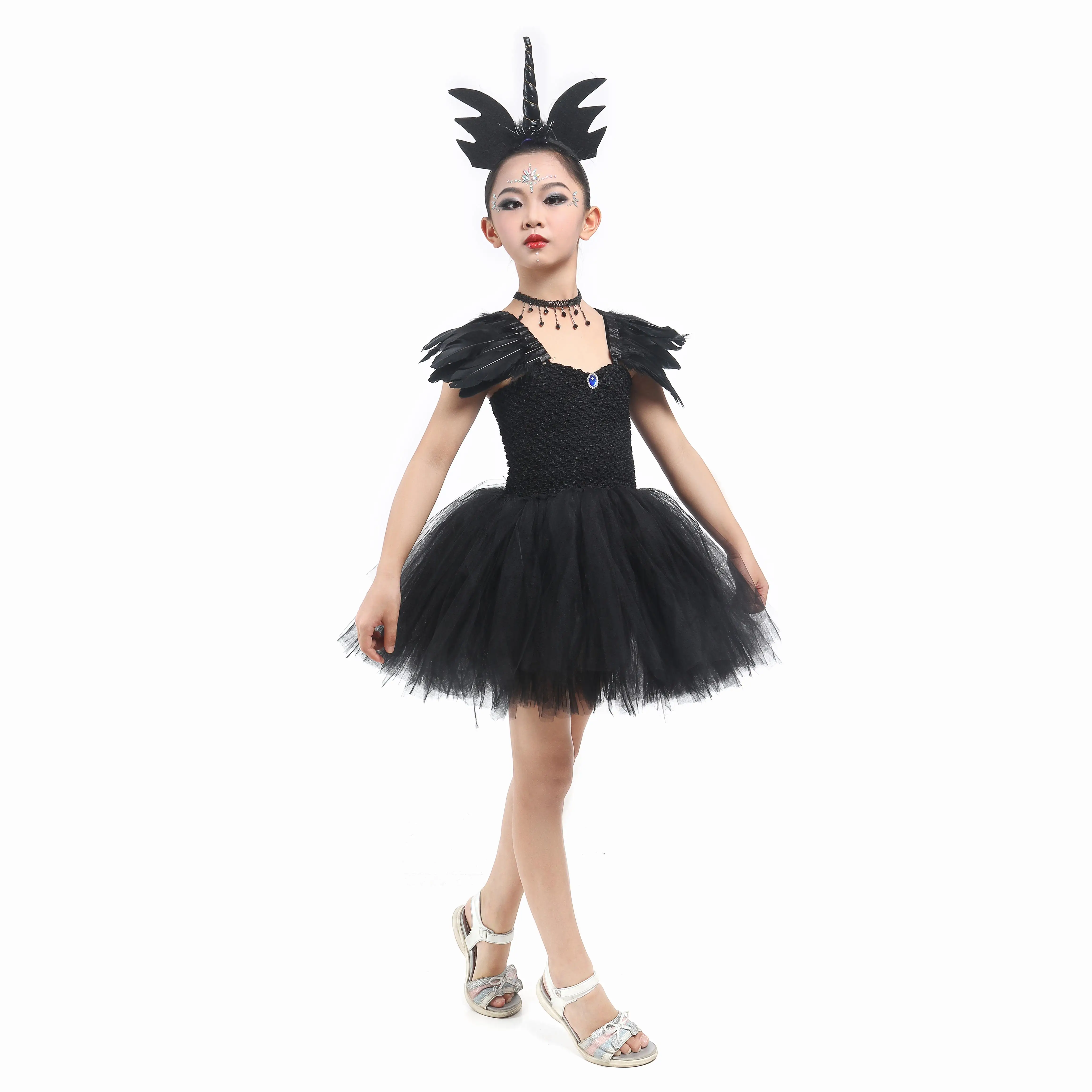 Костюм черного ангела для Хэллоуина вечеринки дня рождения девушки индийское