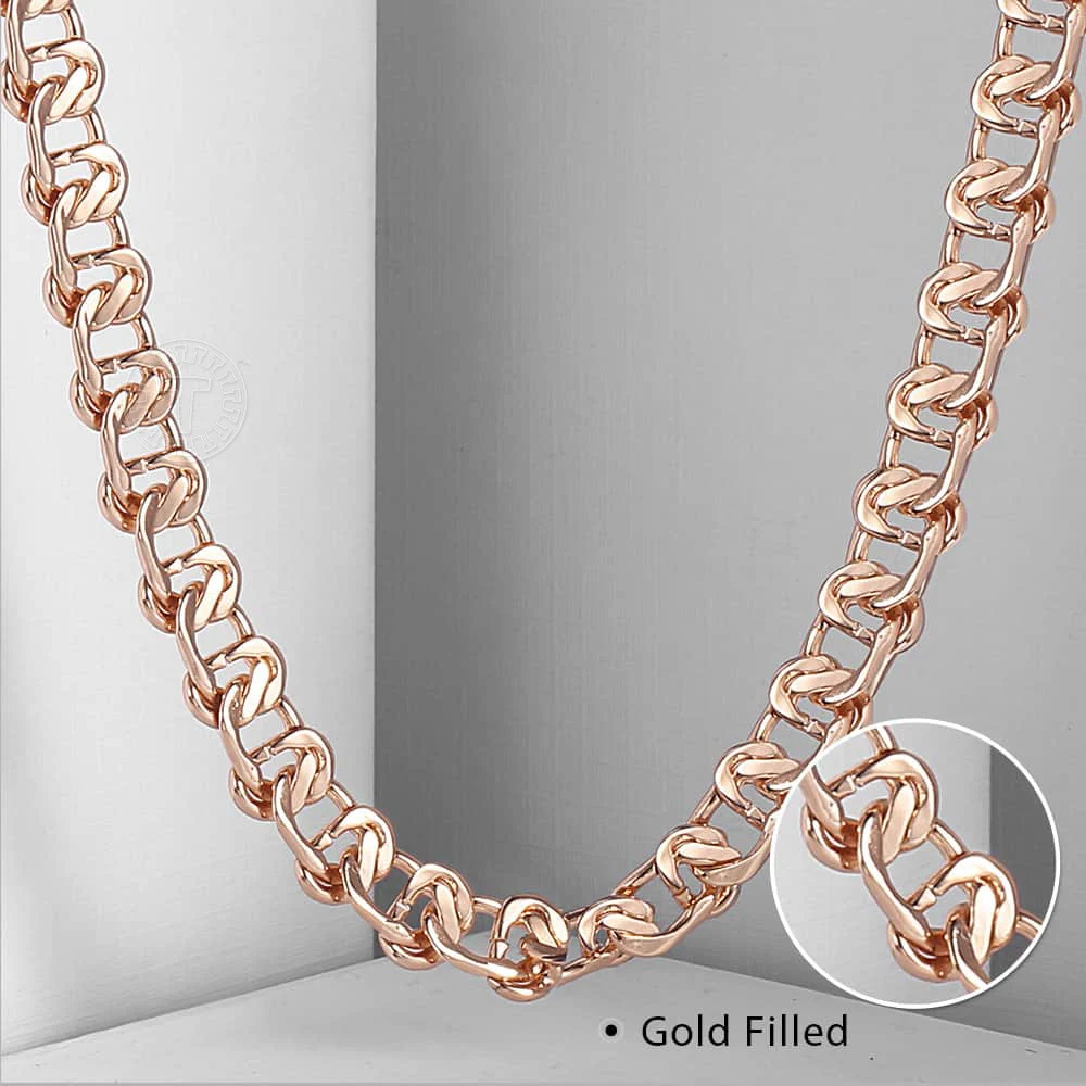 Ожерелье из розового золота 585 пробы для женщин и мужчин ожерелья цепочки с