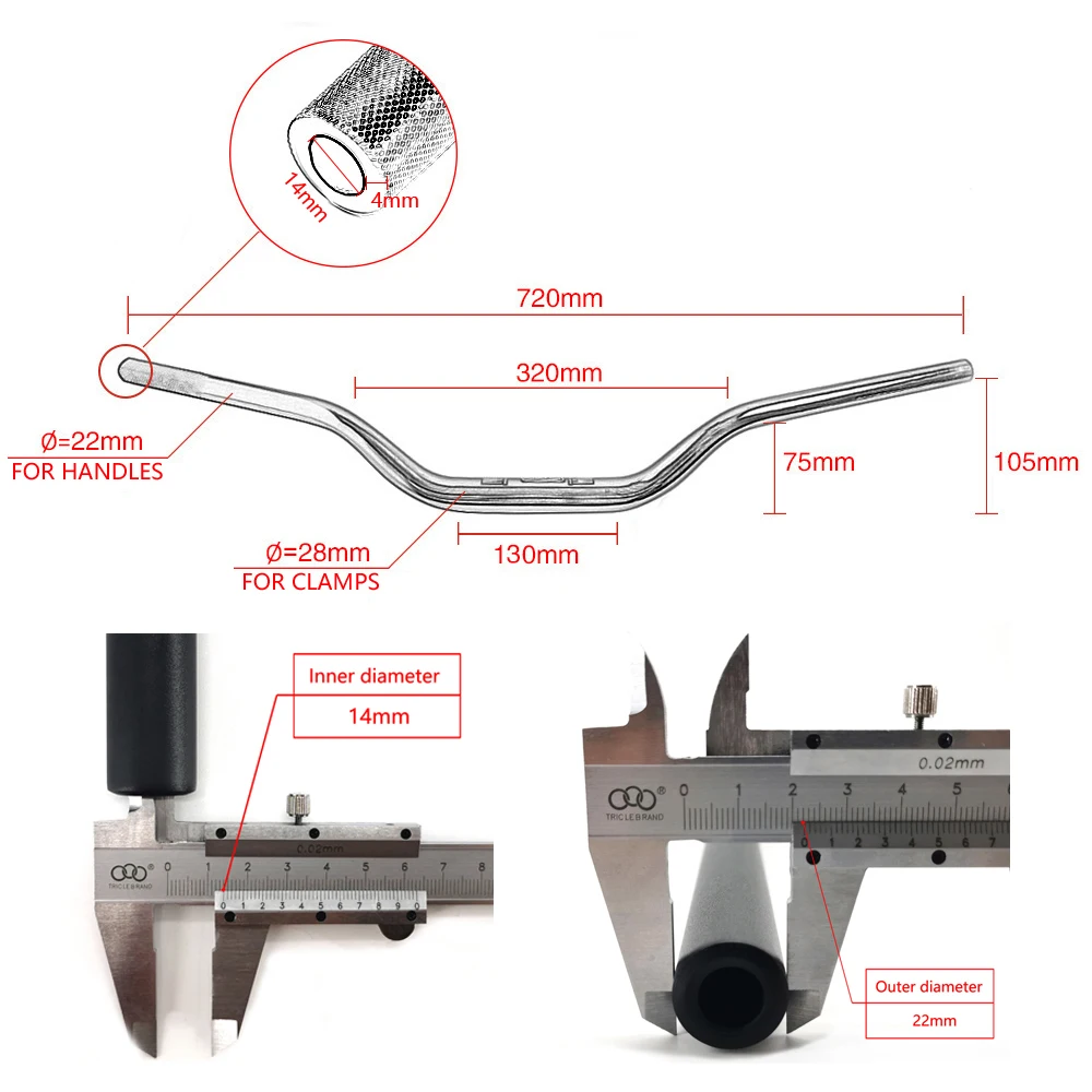

Universal RIZOMA Aluminum Alloy Motorcycle Handlebar 28mm 1-1/8'' for Dirt Pit Bike Scrambler Monster 696 CB500X Steering Wheel