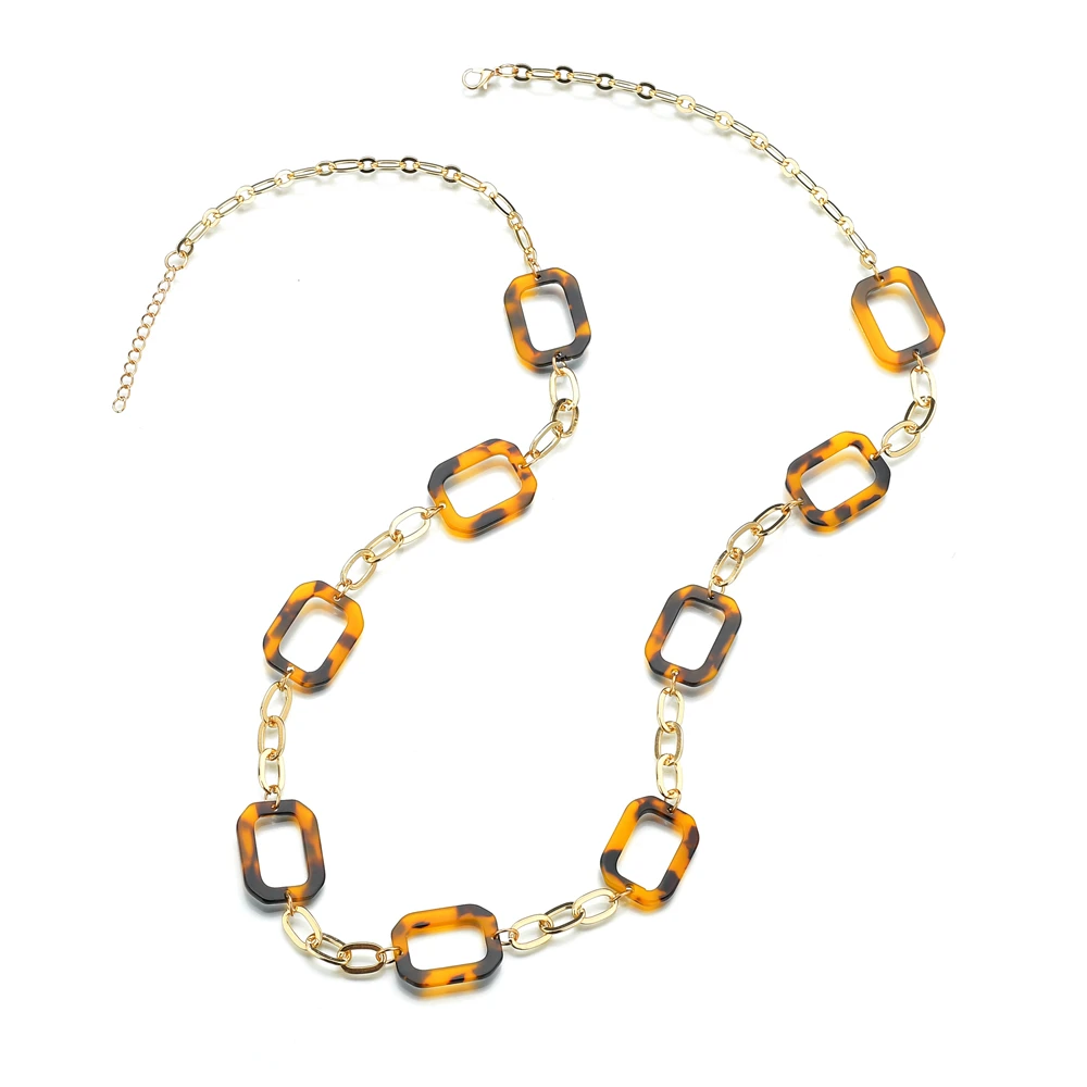 Новинка 2019 цепочка с леопардовым принтом ожерелье в богемном стиле массивный