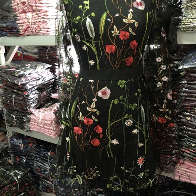 

2021 Women's Sweet Floral Embroidered Dress Transparent Mesh Dress