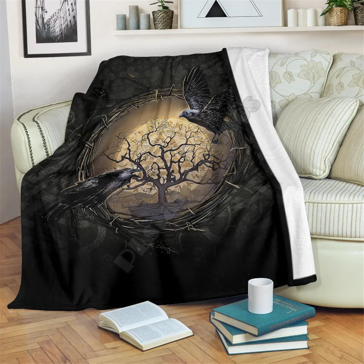 

Viking Tattoo Valknut Mjolnir 3D printed Sherpa Blanket on Bed Home Textiles Dreamlike HOME ACCESSORIES Drop shipping 07