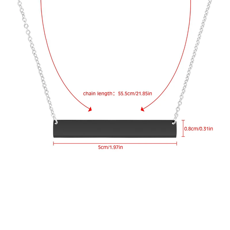 

Customize Womens Mens Couple Necklace Stainless Steel Rectangle Pendant Necklace For Lovers Gift Valentine's Gifts