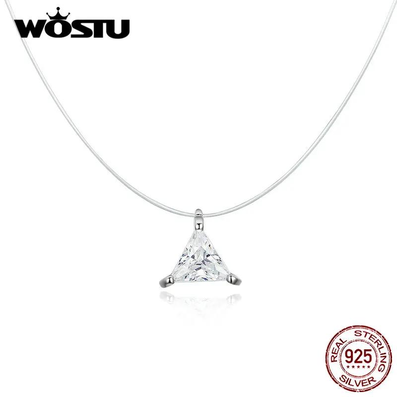 WOSTU новый дизайн 4 Stlye 925 пробы Серебряное ожерелье с подвеской простое сияющее для