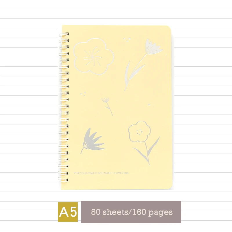 Kawaii Канцелярские Cherry Blossom Обложка A5 книга со спиралью катушка ноутбук To-Do выстроились Sketchbook для школьные принадлежности 80 листов - Цвет: Цвет: желтый