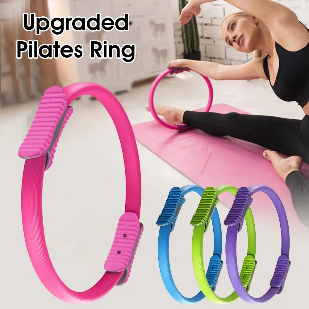 

Upgraded Dual Grip Handles Yoga Ring Pilates Ring Magic Circle Resistance Ring For Toning Thighs Abs Legs