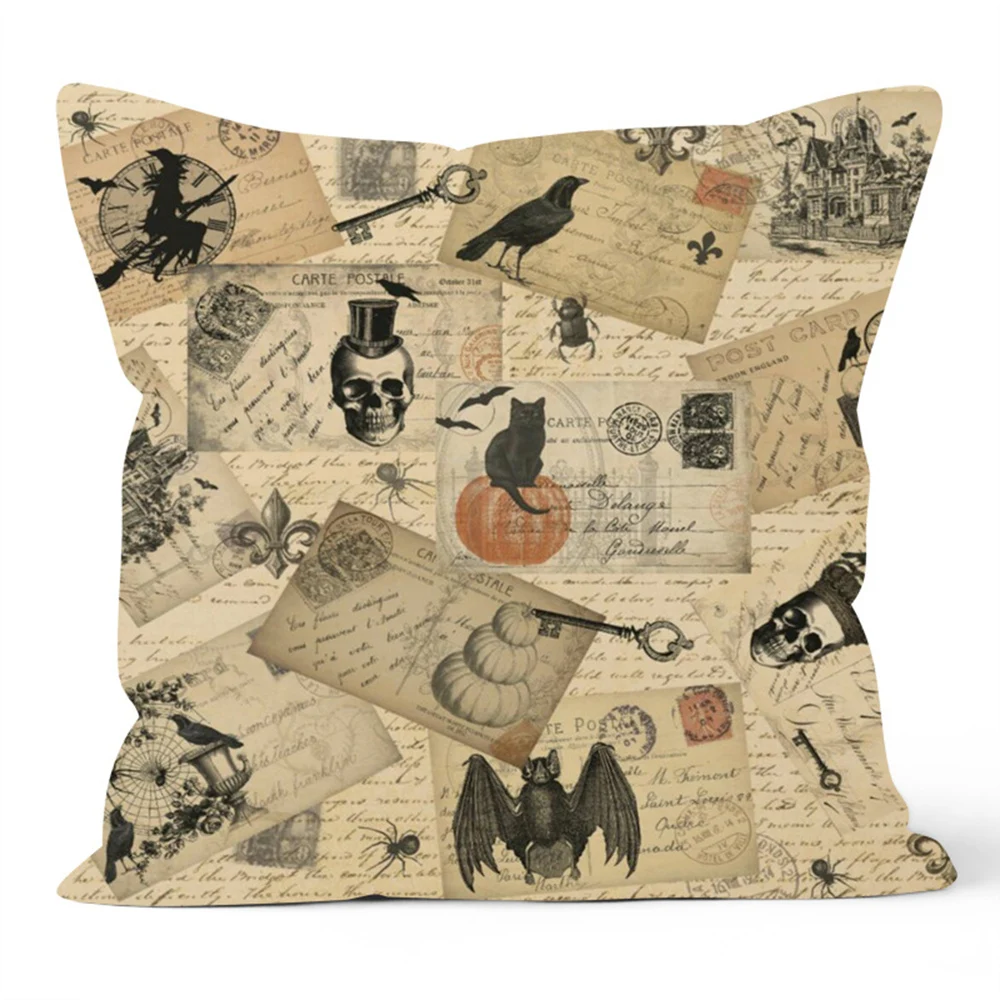

4Pcs Halloween Pillow Cases One-Sided Pattern Happy Fall Linen Pumpkin Ghosts Living Room Christmas Cushion Cover low price new