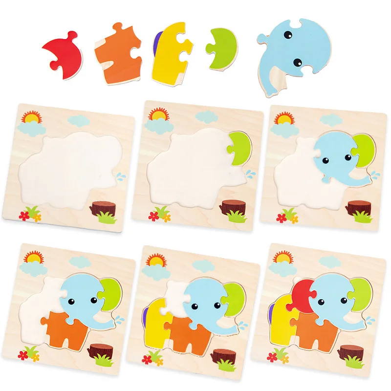

Baby Toys Wooden 3d Puzzle Tangram Shapes Learning Cartoon Animal Intelligence Jigsaw Puzzle Toys For Children Educational