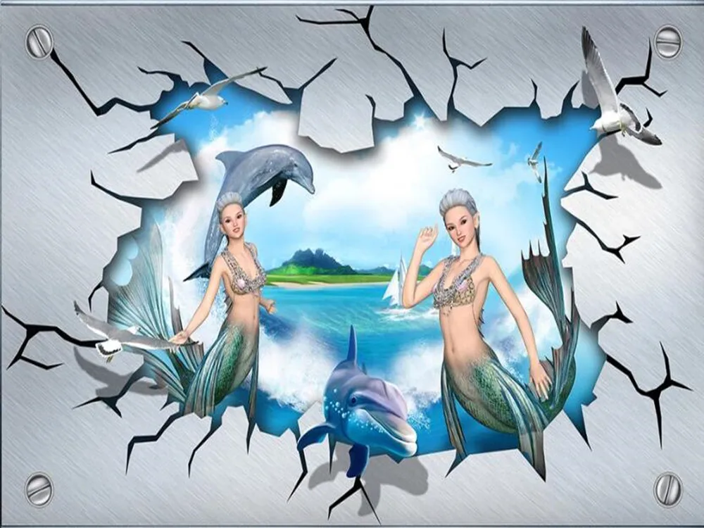 Большие Настенные обои milofi на заказ с изображением русалки Дельфина