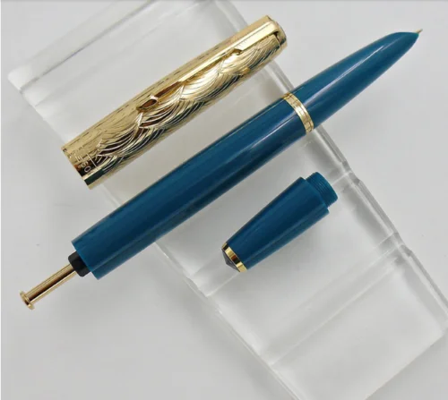 WingSung Wing Sung 601A вакуумная перьевая ручка, чернильная ручка, Золотой колпачок, одноцветные темно-синие канцелярские принадлежности для офиса и школы
