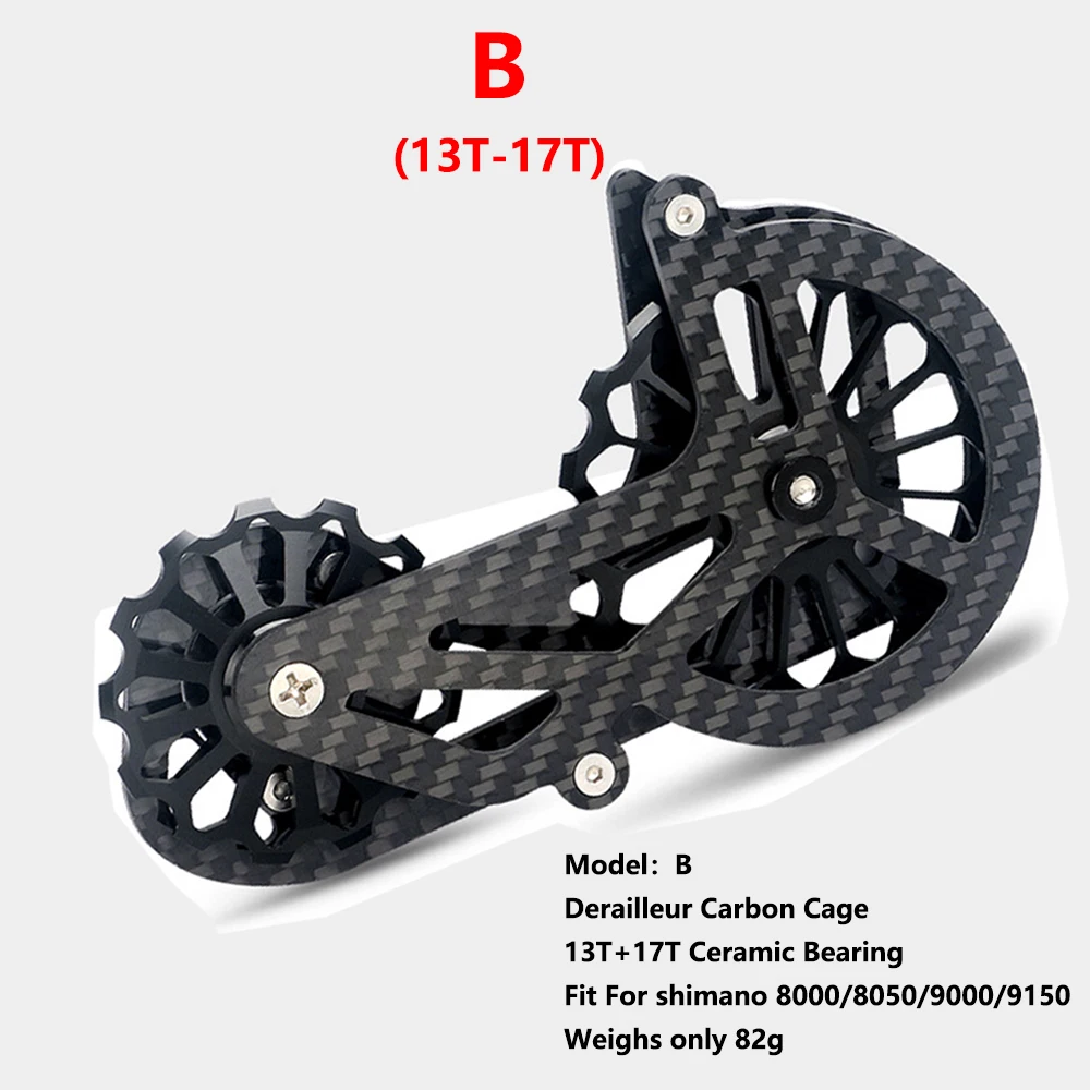 

bicycle carbon fiber ceramic rear derailleur 17T pulley Guide Wheel Fit For shimano 6800 R8000R8050 R9000 R9150 Bike accessories