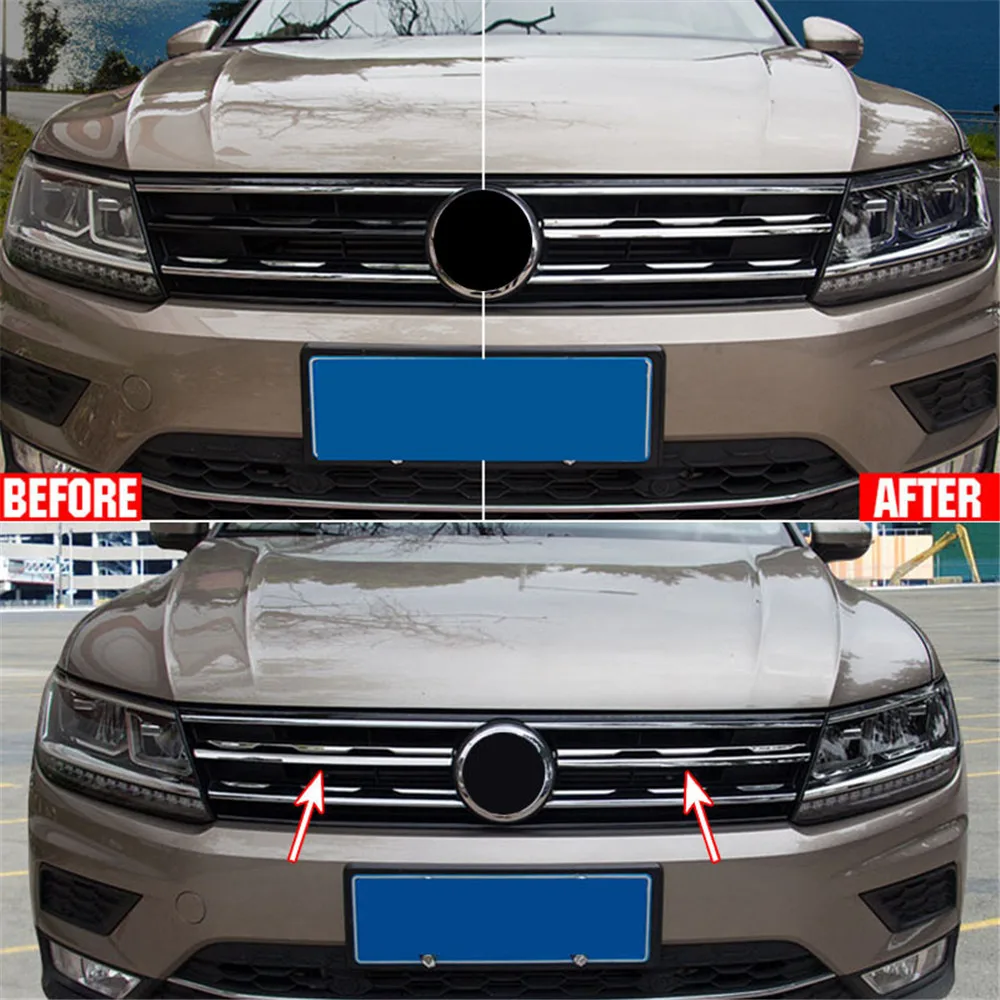 Для Volkswagen VW Tiguan MK2 2016 2017 2018 2019 хромированный передний сетчатый гриль решетка