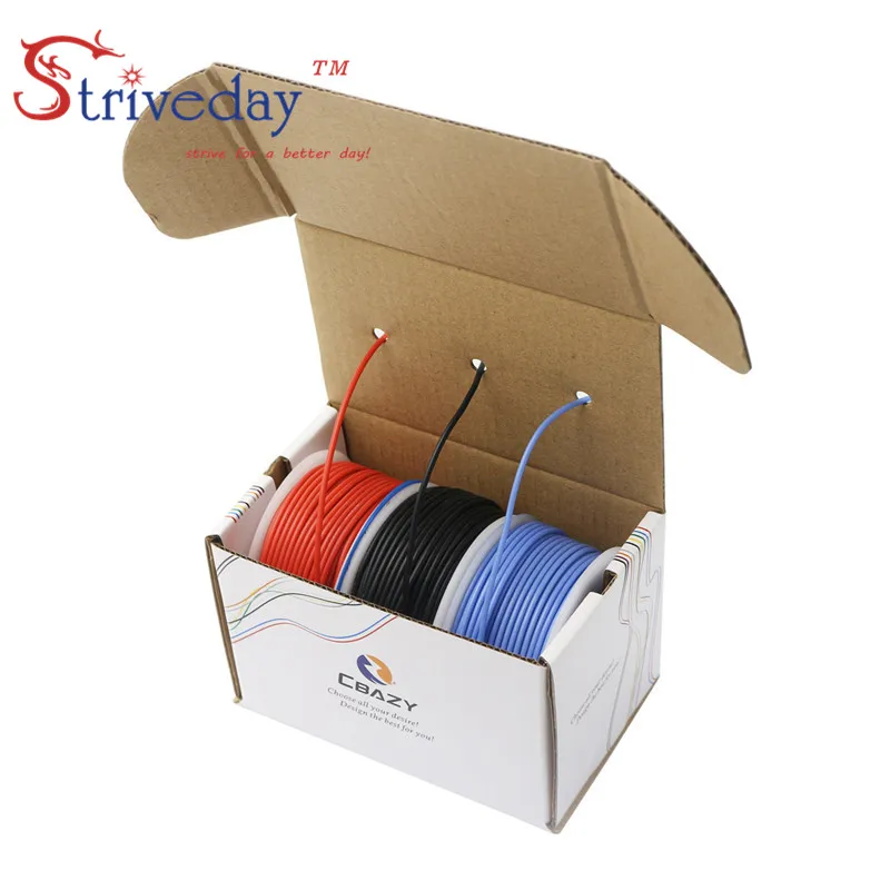 

30AWG 28AWG 26AWG 24AWG 22AWG 20AWG 18AWG 16AWG 14AWG 12AWG silicone cable Tinned copper DIY color boxed stranded flexible wire
