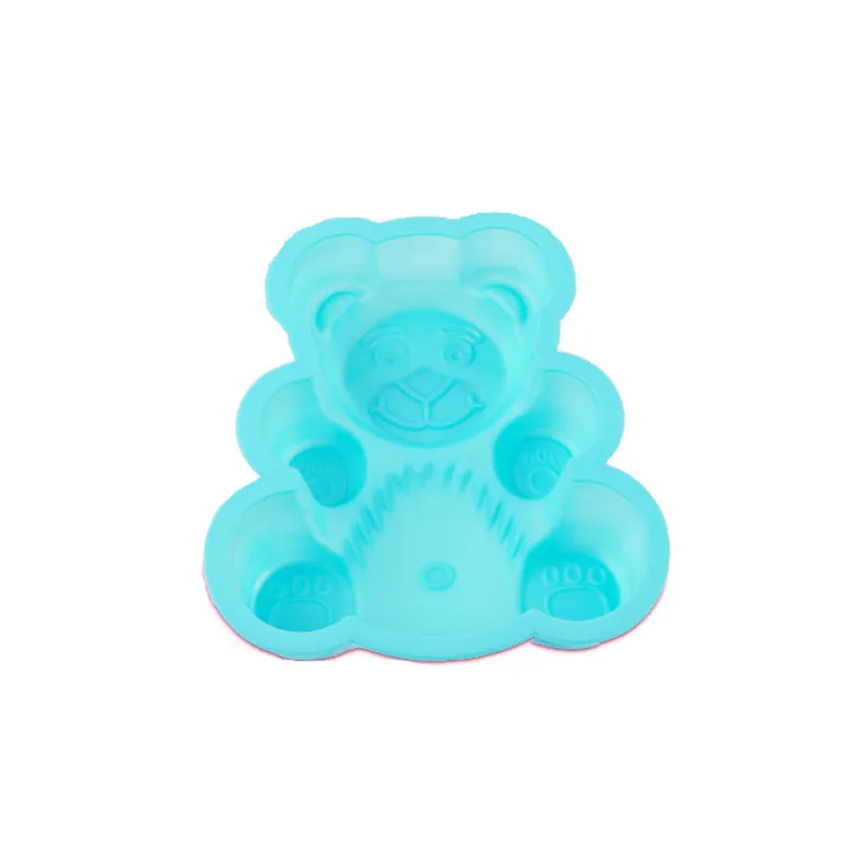Случайный цвет 3D силиконовая форма для торта в форме медведя яркая мультяшная