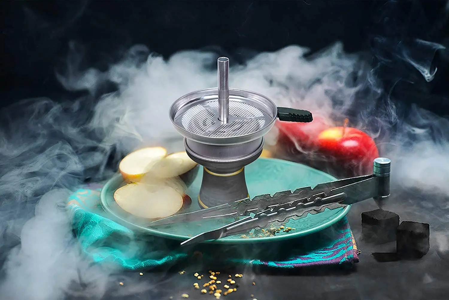 Набор головки для кальяна dfeska черная каменная головка с дымовым креплением и