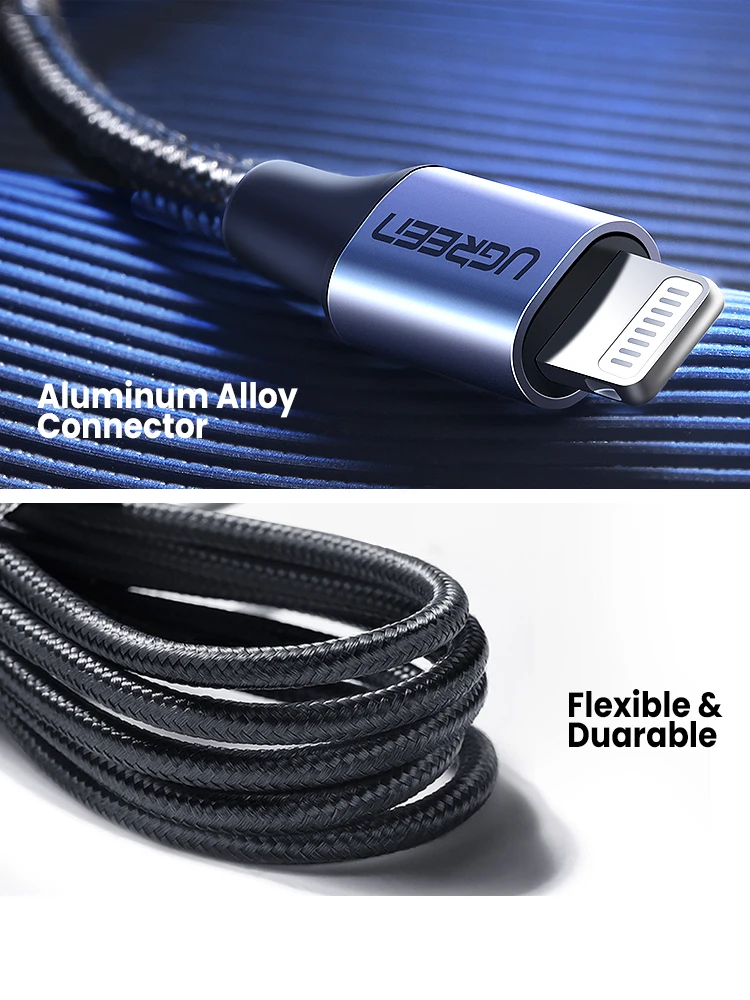Ugreen MFi USB C к Lightning Кабель для 12 Mini Pro Max 8 PD 18 Вт 20 Быстрое зарядное устройство кабель