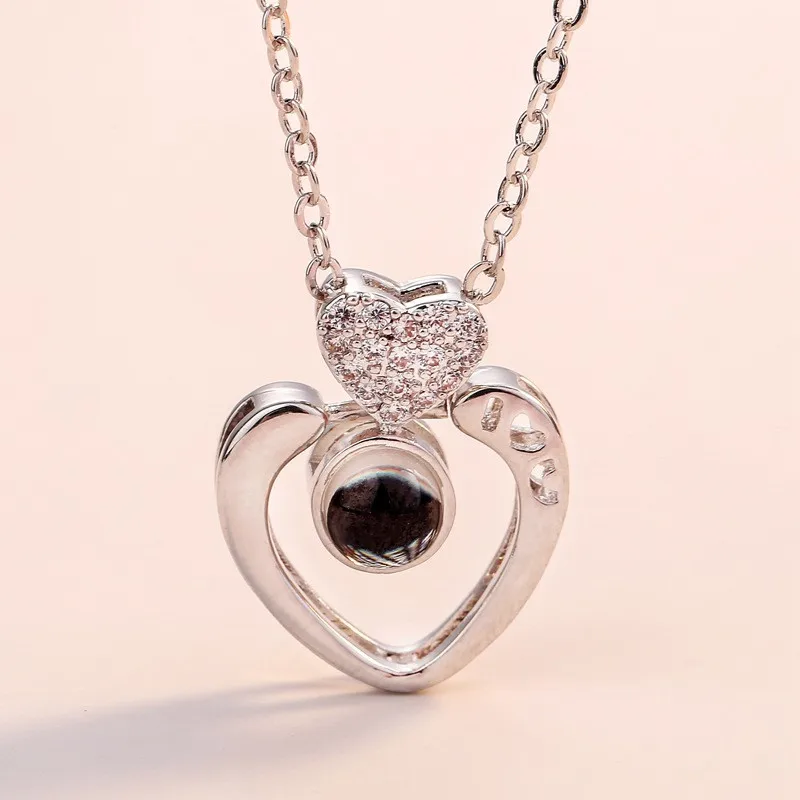 Ювелирное изделие в форме сердца новинка 100 языков подарок на день Святого