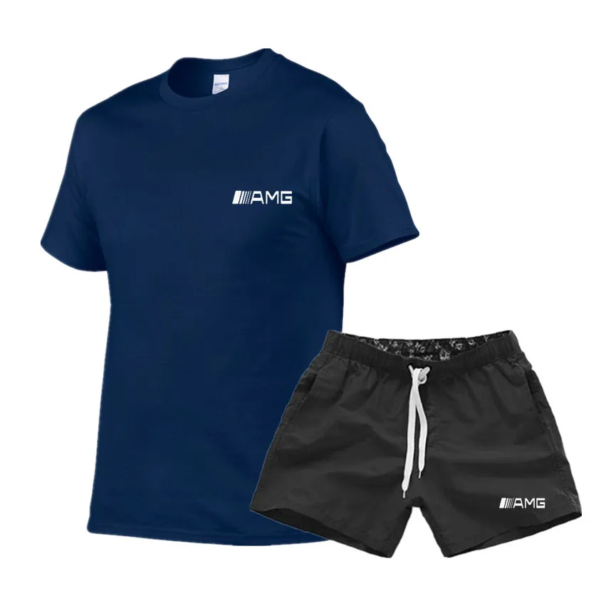 

2021 New Summer men's tracksuit, Men's Breathable Casual Sports Suit, Men's T shirt + 5 Minutes Short Women's Sports suit