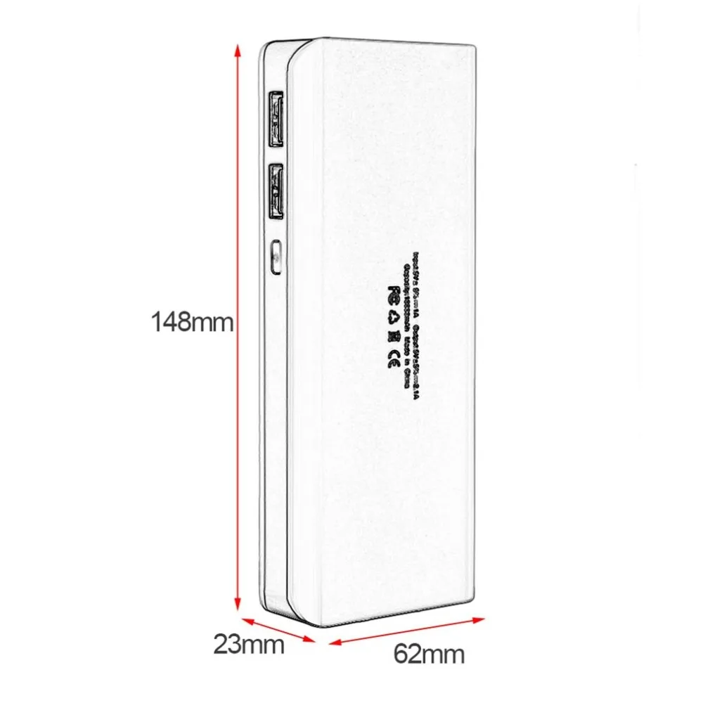 

13000mah Power Bank shell External Batteries Portable Mobile Phone Backup Bank with Double USB Interface Charger Portable Power