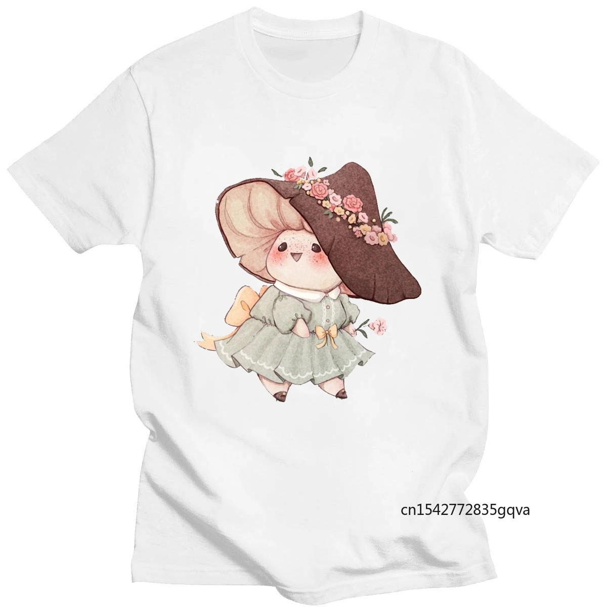 

Q Version Mushroom Cartoon Print Summer New T-Shirt Round Neck Harajuku Short Sleeve Daily Casual Top