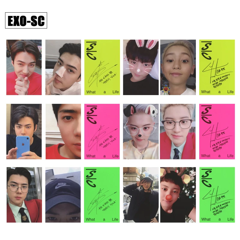 Kpop Exo Sc Sehun Chanyeol What The Life Album фото карты автограф Фотокарта|Ювелирная фурнитура и