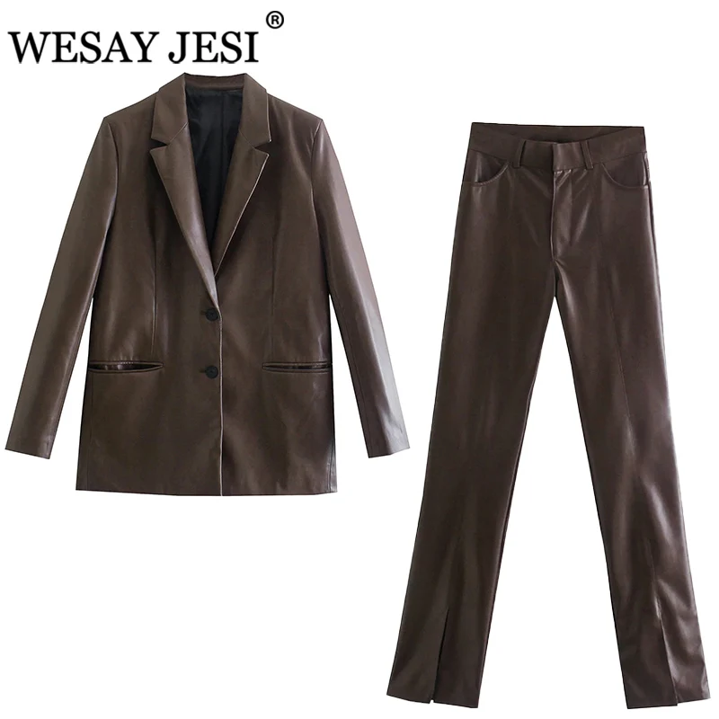 WESAY JESI женская куртка из искусственной кожи костюм модный - Цена: 3032.32