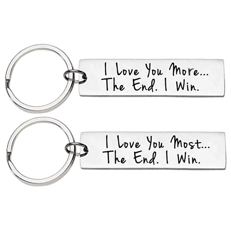 

new stainless steel keychain titanium steel couple gift I Love You More The End. I Win. keychain I Love You Most The End. I Win.