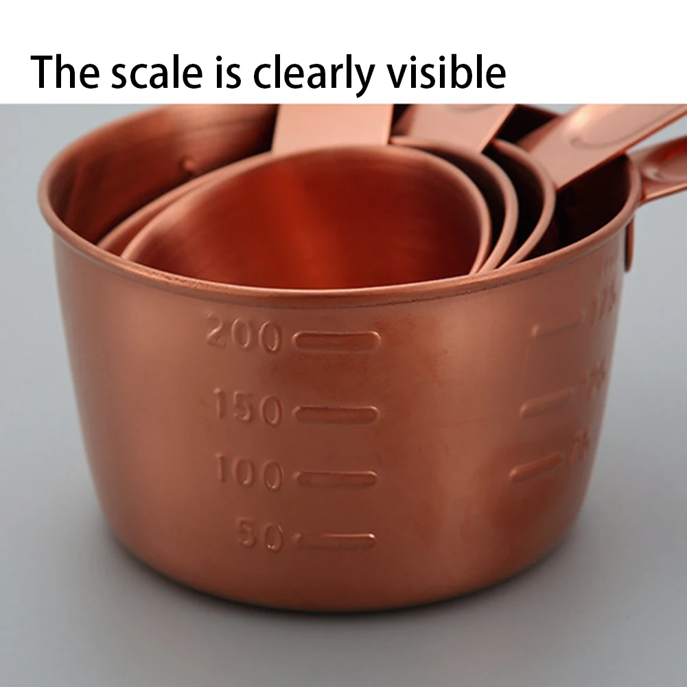 Мерная чашка и ложки из нержавеющей стали под розовое золото 8 шт. в