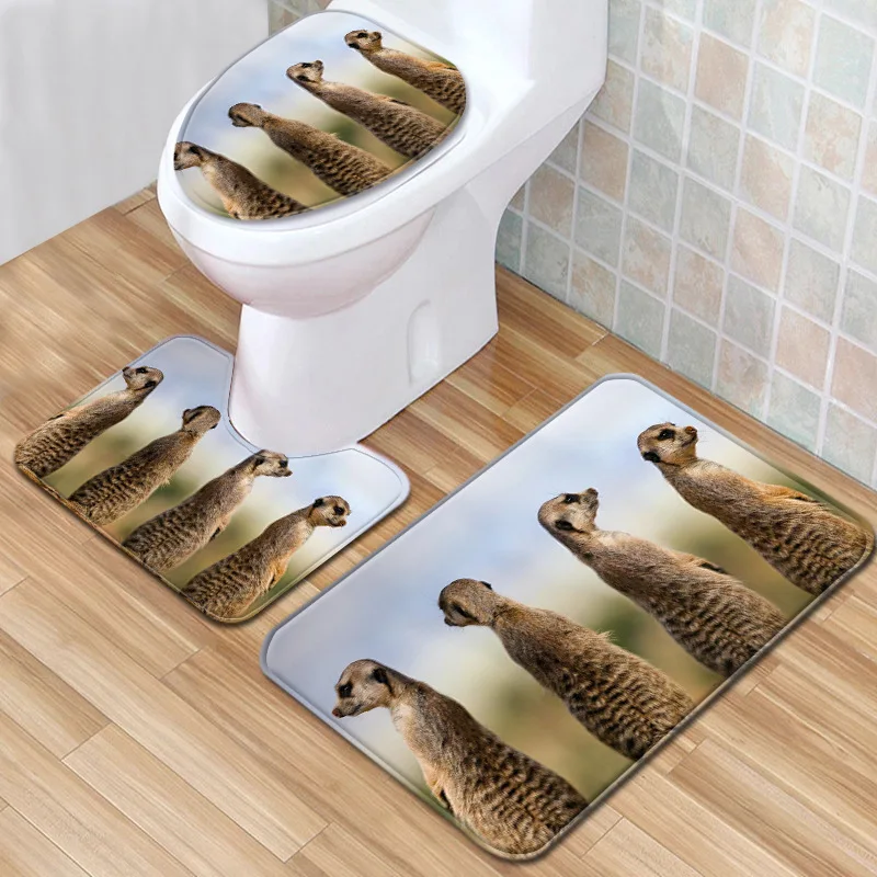 

Набор ковриков для ванной, 3 шт., 3D коврики для ванной, унитаз, пена с эффектом памяти, фланель, Противоскользящий коврик