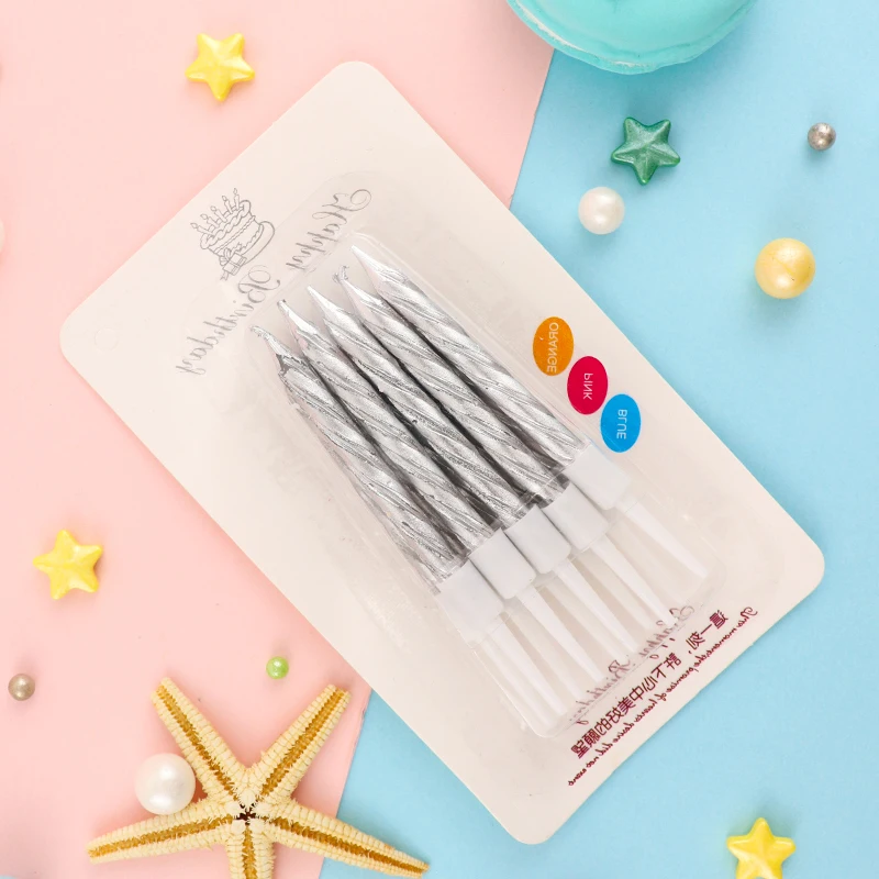 Silver 10pcs Cakelove 10 шт./компл. Металл Мигает краски свечка-ниточка на день рождения свечи для торта набор безопасных вечерние фестивали для домашнего украшения «сделай сам» - Цвет: Silver 10pcs