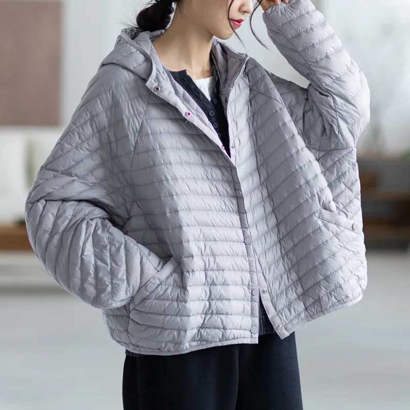 Vintage Women Oversized Down jacket Fall Winter Casual 2022 New Ultra Light Lantern sleeve Down coat Short Elegant YNZZU 1O306