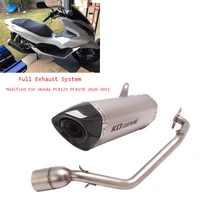 motorcycle front middle link pipe tail muffler tubes lossless modified full exhaust system for honda pcx125 pcx150 2020 2021