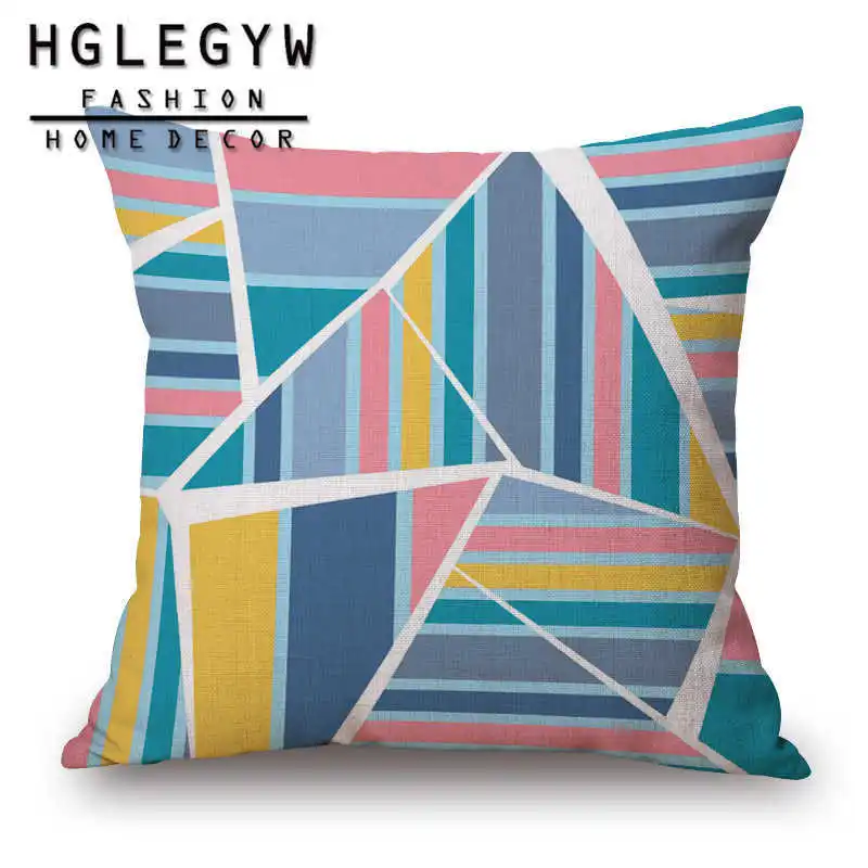 Наволочка в яркую полоску с геометрическим рисунком 45x45 см | Дом и сад