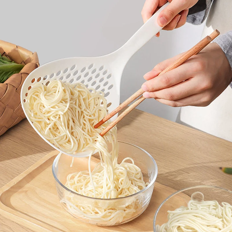 

Food Strainer Scoop Kitchen Nylon Soup Spoon Large Skimmer Strainer Fry Food Mesh Handy Filter Colanders Kitchen Tools
