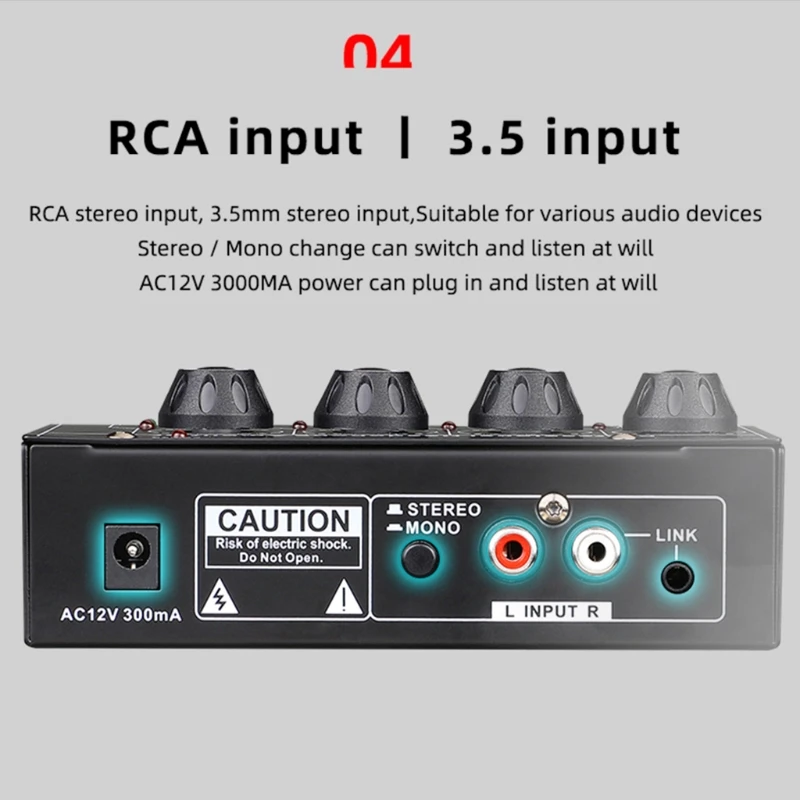 Вход RCA 4-канальный стерео/моно переключатель мини-наушники ультракомпактный
