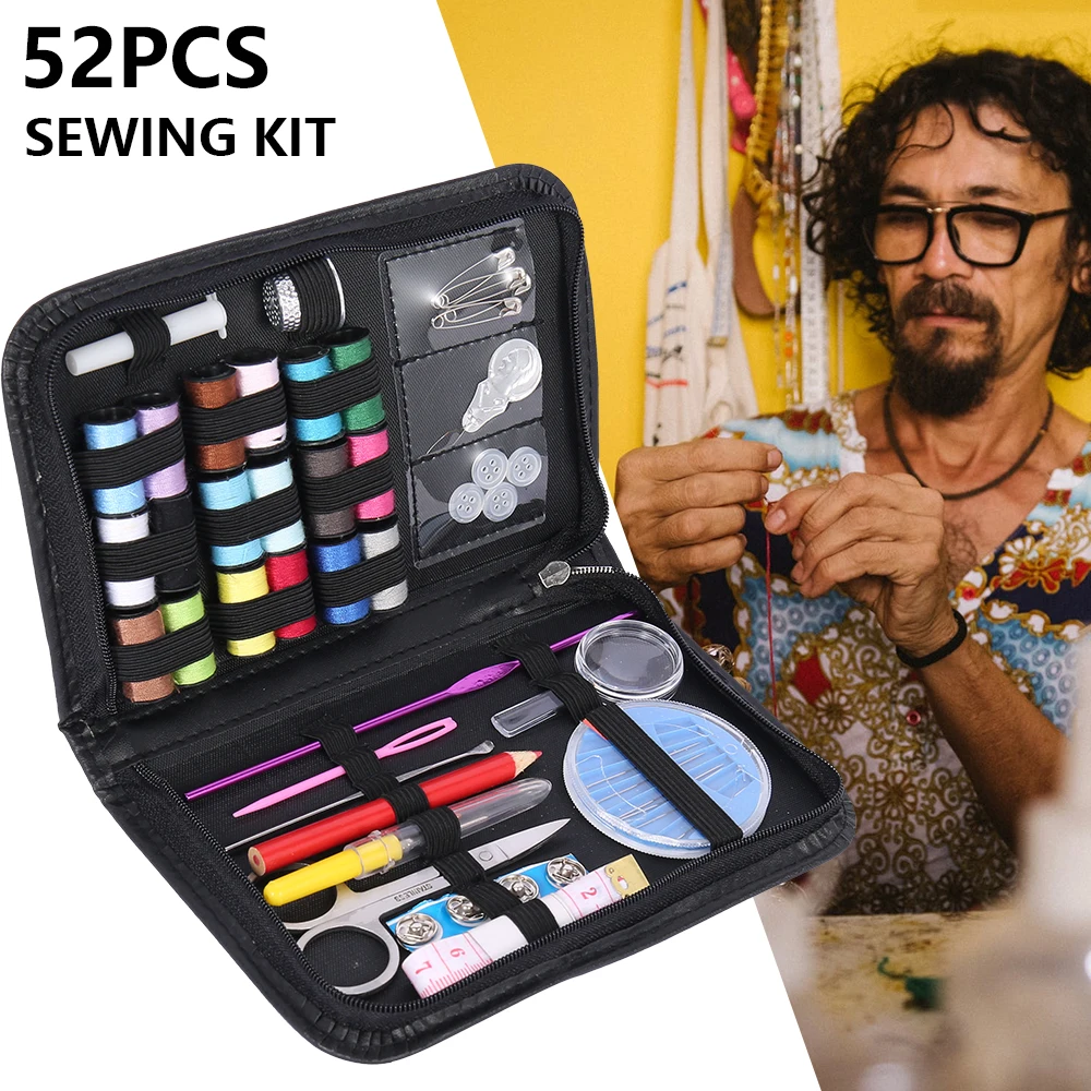 52Pcs/Set Portable Travel Sewing Box Kitting Needles Tools Quilting Thread Stitching Embroidery Craft Kits Home Organizer |