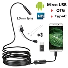 Камера-Эндоскоп 5,5 мм, Micro USB, Тип C, водонепроницаемая, 6 светодиодов