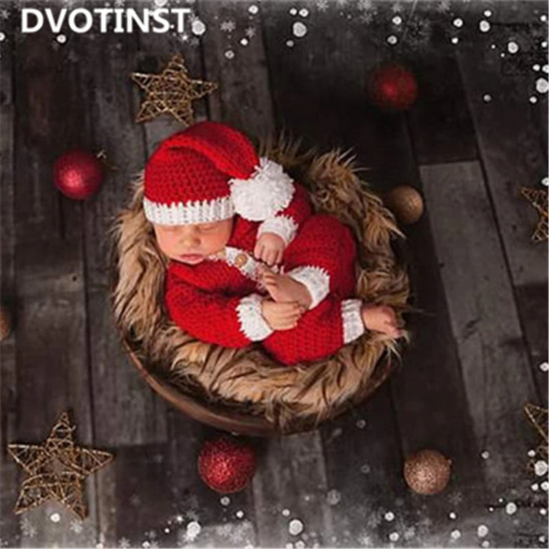 Dvotinst Новорожденный ребенок Фотография реквизит вязанные крючком рождественские
