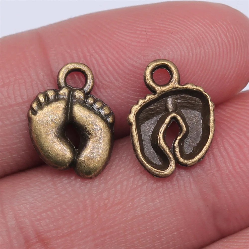 

40pcs 13x10mm Antique Bronze Color Cute Feet Charms For Jewelry Making A11799