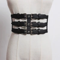 vintage 3 straps belts women lady fashion soft faux leather elastic belt self tie wrap waist for mujer dress slimming corset 1pc