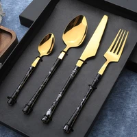 302 stainless steel tableware set marble gold dinnerware sets western food knife fork spoon couverts assiettes de table drop