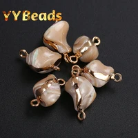 heat treated mother of pearl shell pearl beads 10x12mm irregular gold rim baroque 3pcspack for jewelry making earring pendants