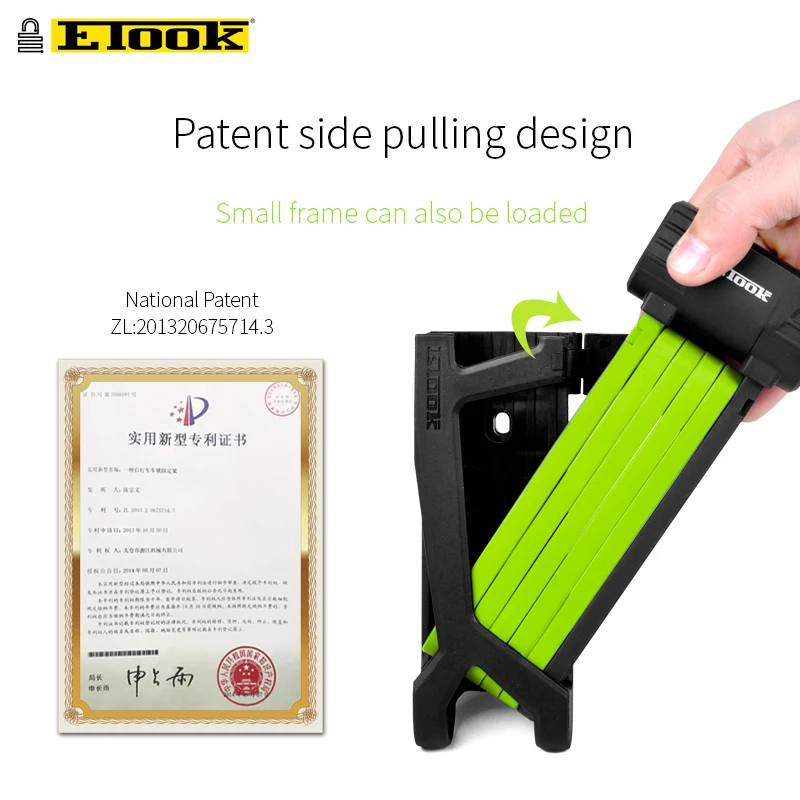 Etook Hot Sell Professinal Anti Theft Folding Foldable Steel Bicycle Lock for E Bike