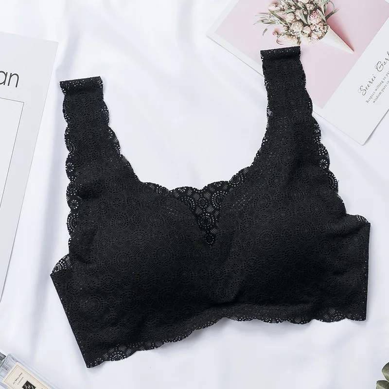 Мягкий кружевной сексуальный бюстгальтер с пуш-ап подкладкой бесшовный без