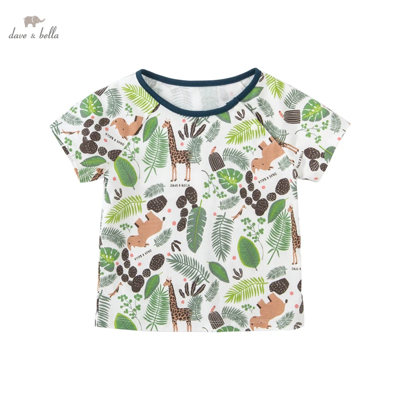 

DB17458 dave bella summer baby boys casual cartoon print T-shirt children tops kids boy fashion tees