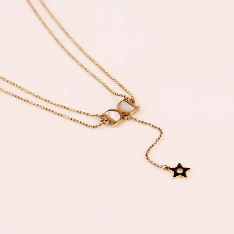 

TOSAKO Stainless Steel Pendant Sweater Chain Titanium Necklace Star Shell Letter "D" Butterfly 2021 Trend Jewelry